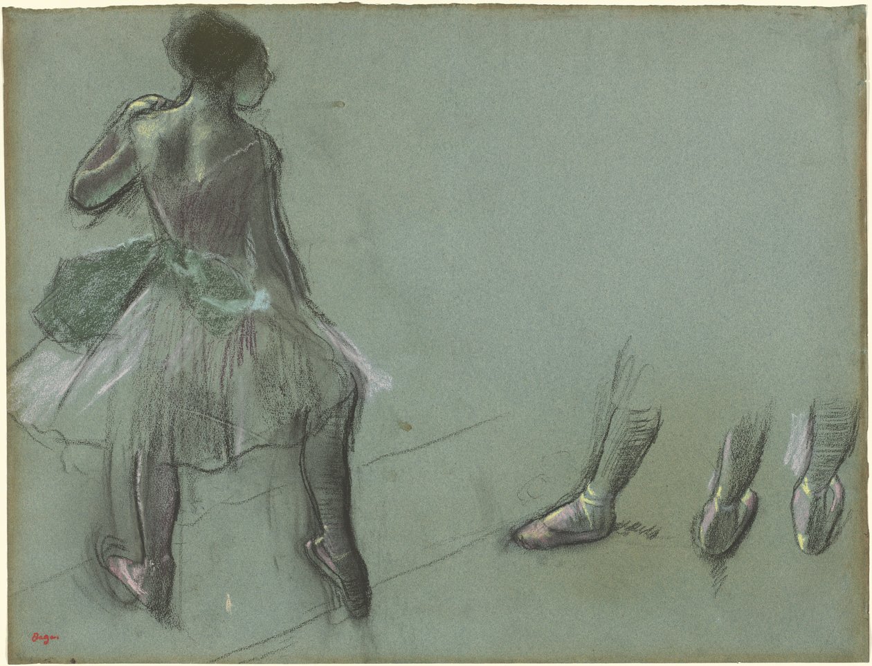Danseuse vue de dos et trois études de pieds - Edgar Degas