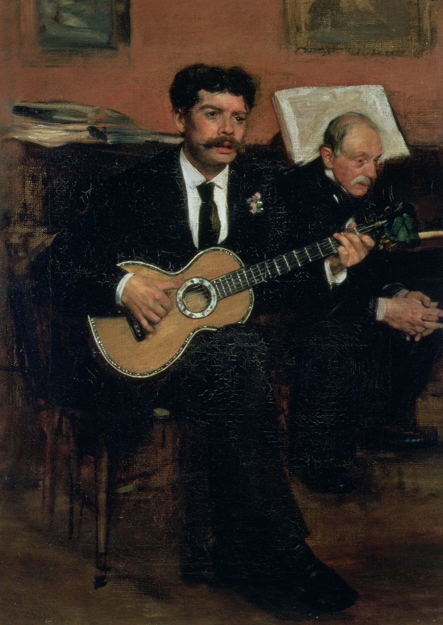 Portrait de Lorenzo Pagans (1838-83), ténor espagnol, et Auguste Degas (1807-74), le père de l