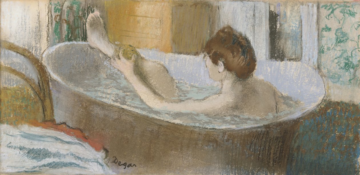 Femme dans son bain, se lavant la jambe, vers 1883 - Edgar Degas