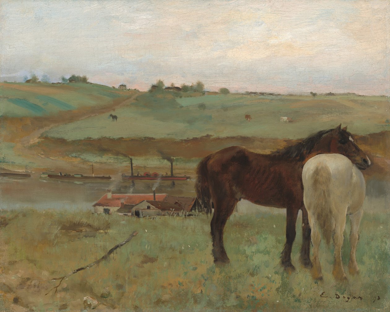 Chevaux dans un pré - Edgar Degas