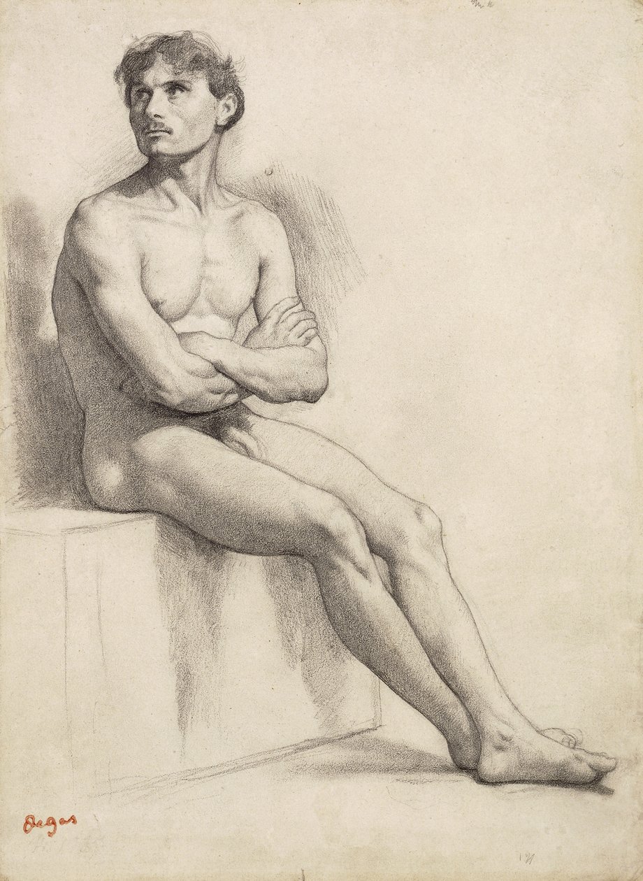 Homme assis, étude de nu, 1858 - Edgar Degas