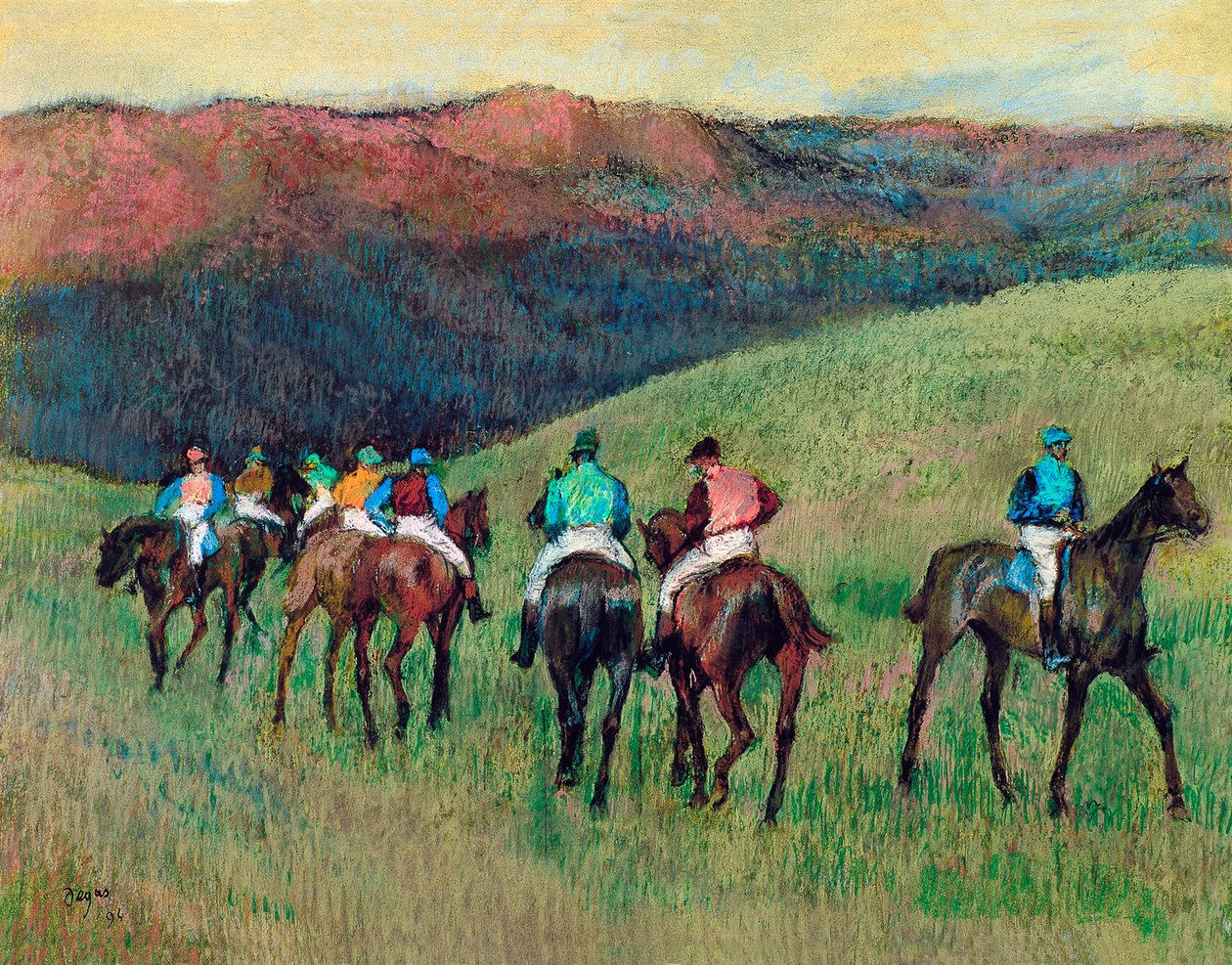 Chevaux de course dans un paysage, 1894 - Edgar Degas