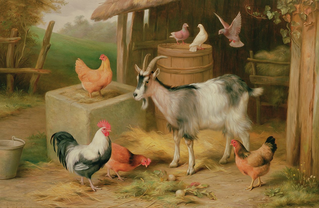 Scène de cour de ferme - Edgar Hunt