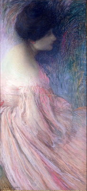 Femme en robe rose - Edmond Aman Jean