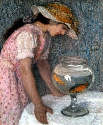 Jeune Fille avec un Poisson Rouge - Edmond François Aman Jean