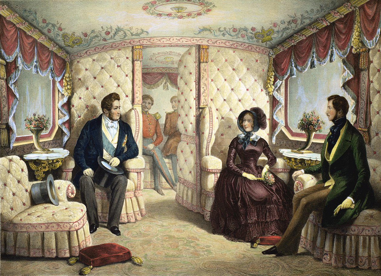 Intérieur du wagon de la reine, gravé par Jules David (1808-92), c.1844 - Edouard Pingret