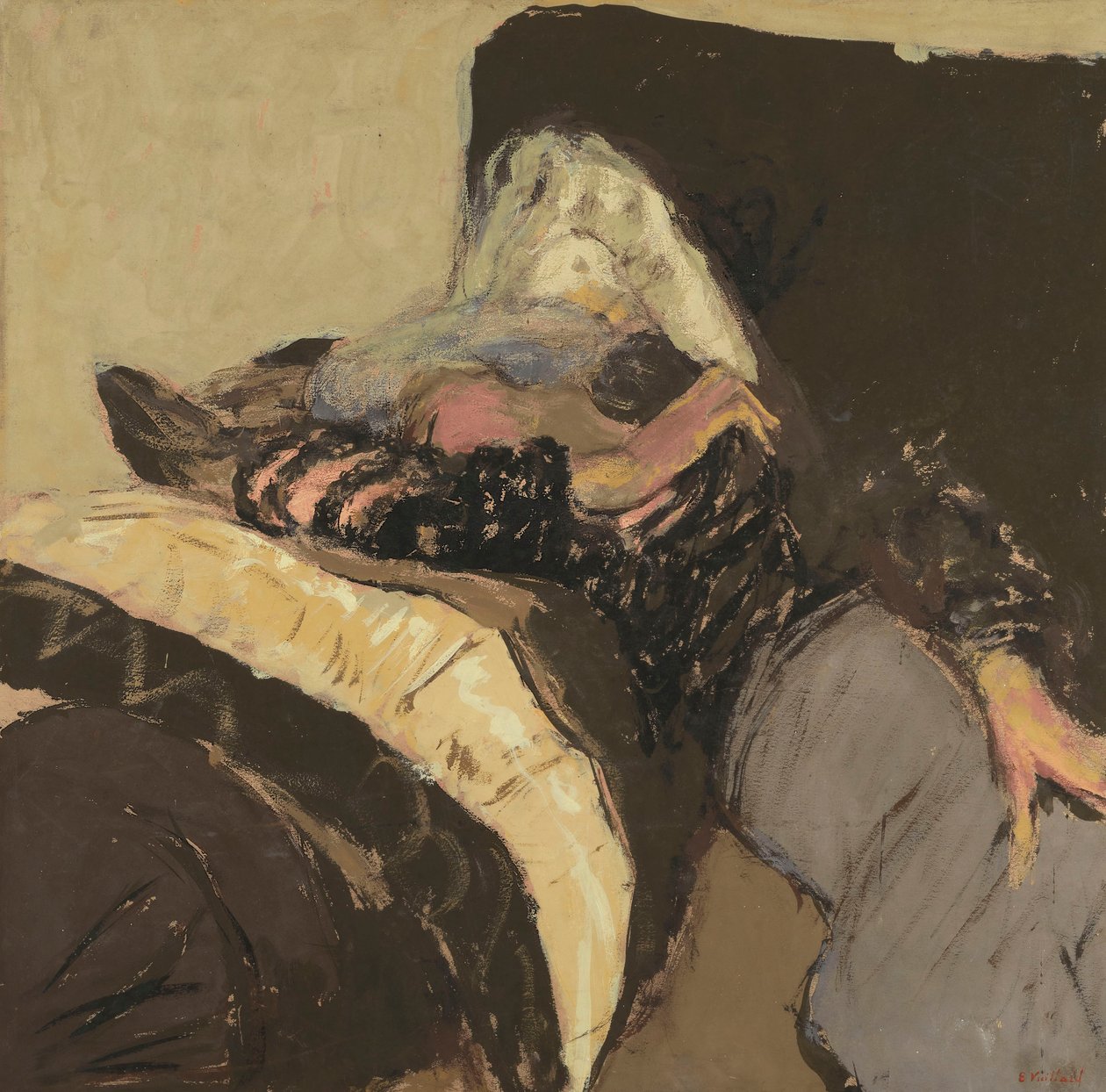 Lucy Hessel dormant sur un divan - Edouard Vuillard