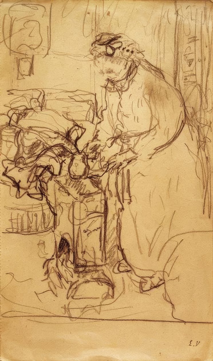 Madame Vuillard devant un poêle à pétrole - Edouard Vuillard