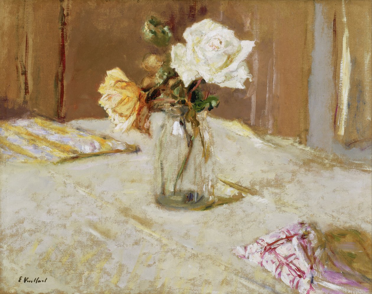 Roses dans un vase en verre - Edouard Vuillard