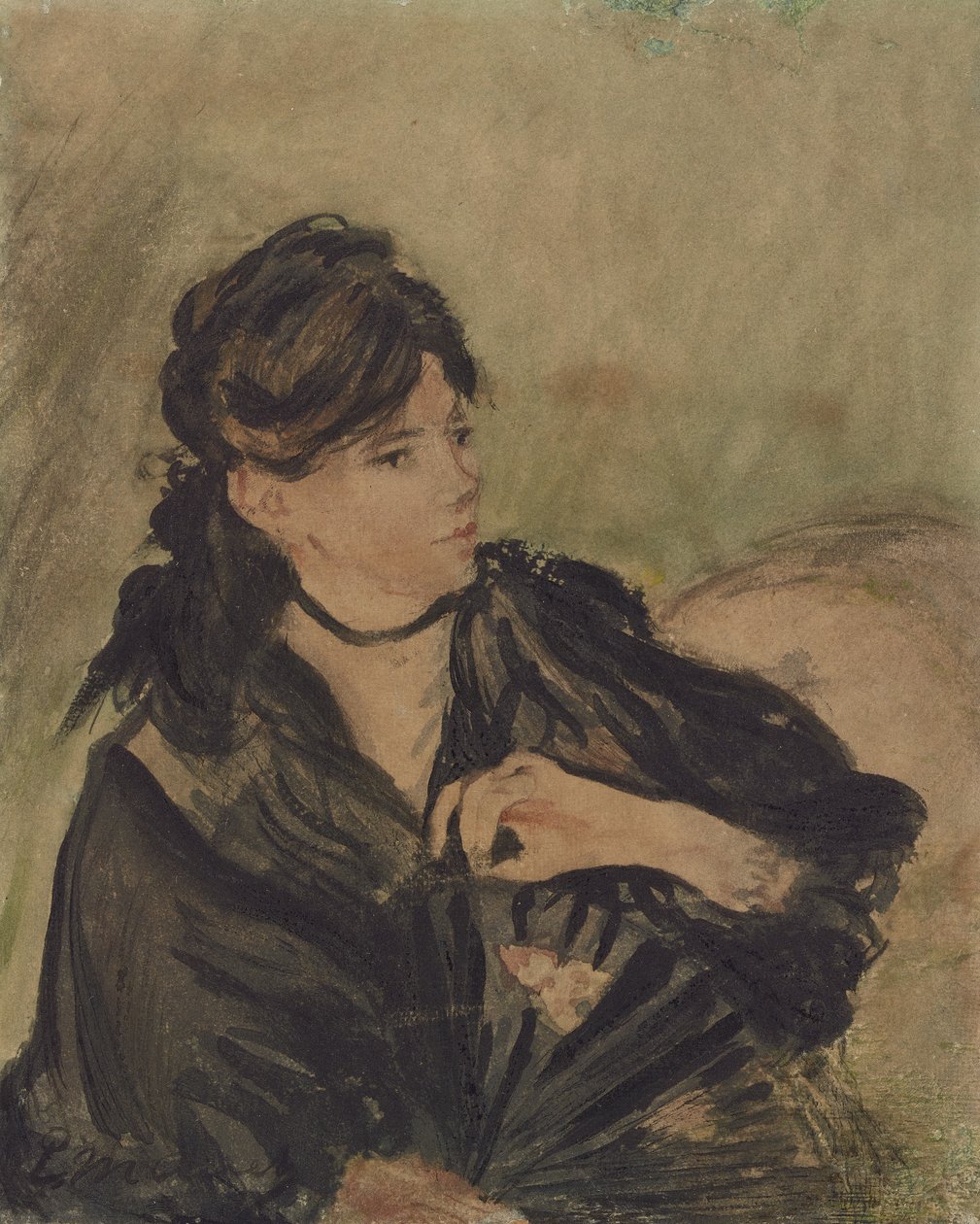 Berthe Morisot avec un éventail - Edouard (after) Manet