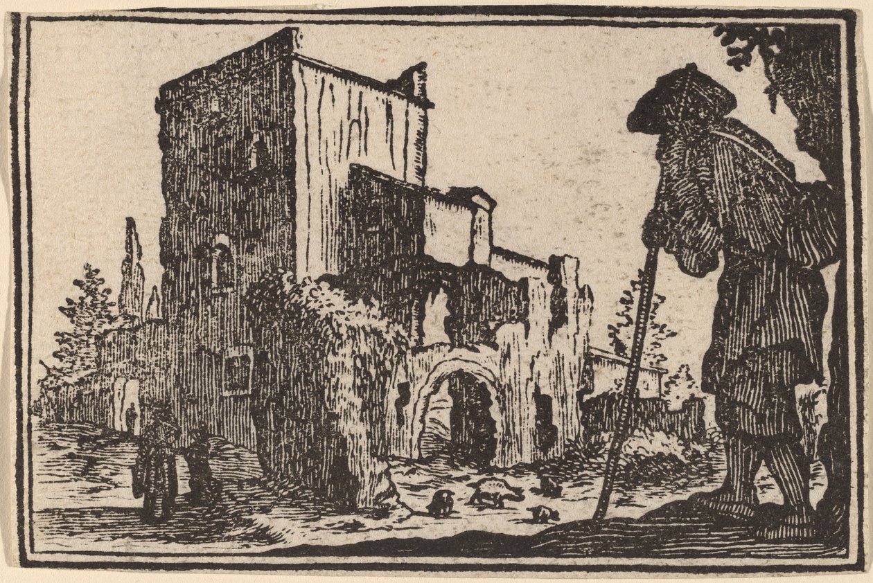 Berger et ruines - Edouard Eckman after Jacques Callot