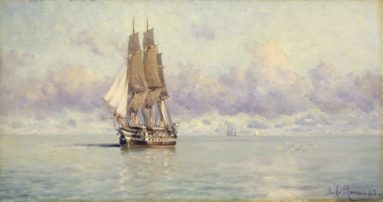 Un vaisseau de guerre calme, 1885 - Eduardo de Martino