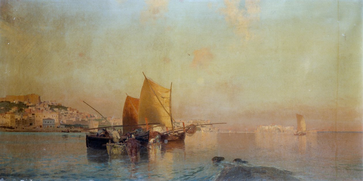 Port de Naples avec des bateaux - Eduardo Dalbono