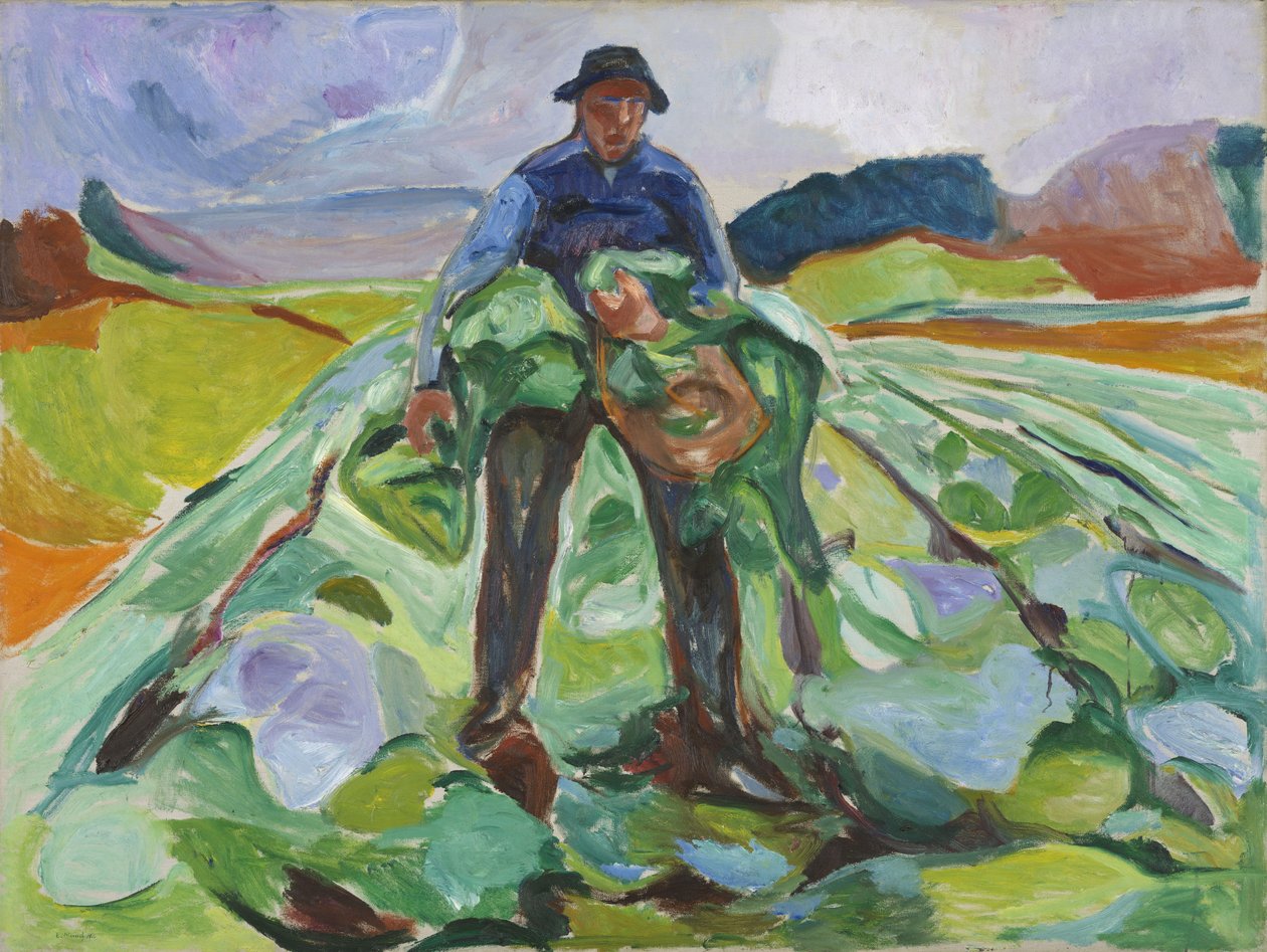Homme dans le champ de choux - Edvard Munch