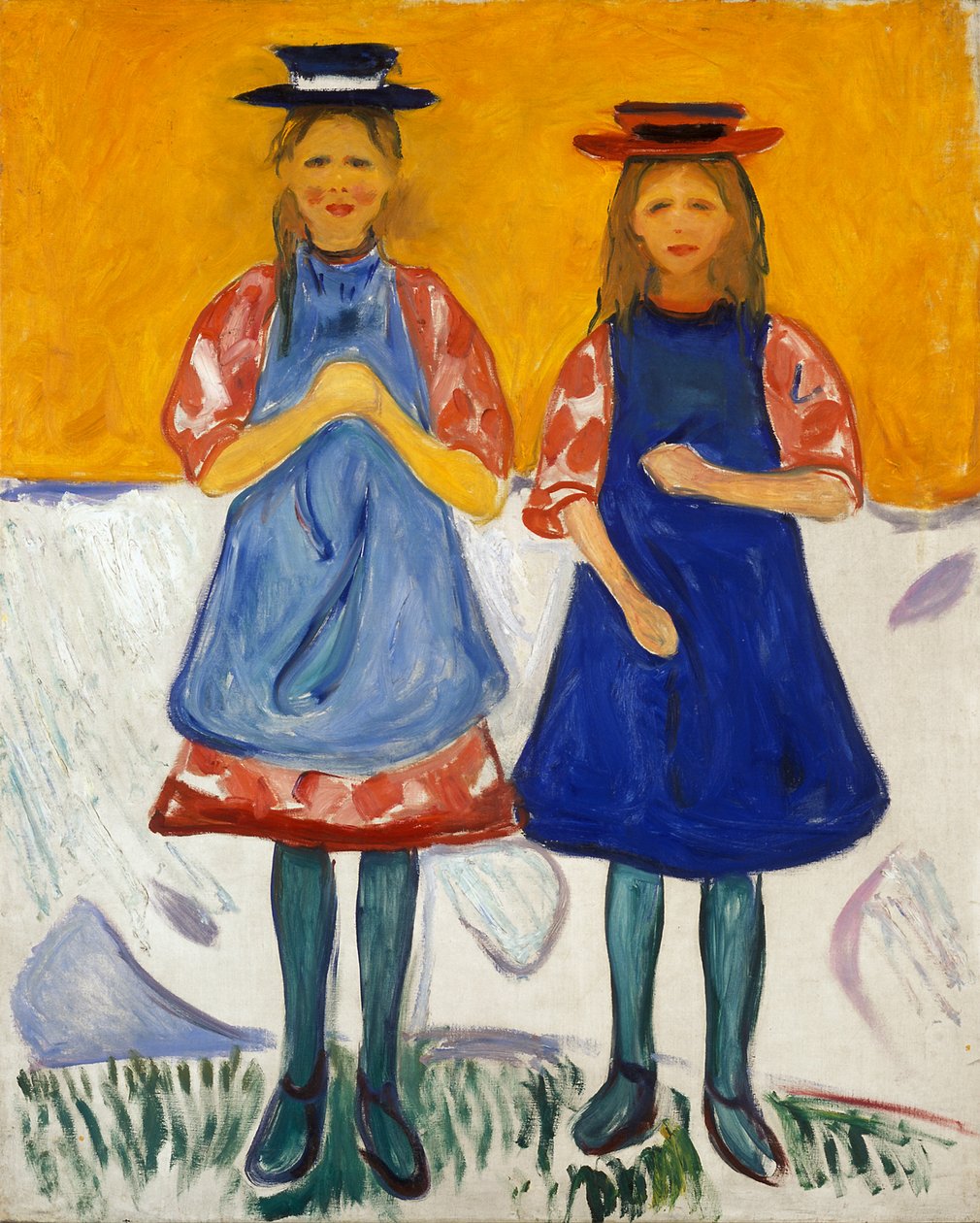 Deux Petites Filles avec des Tabliers Bleus - Edvard Munch