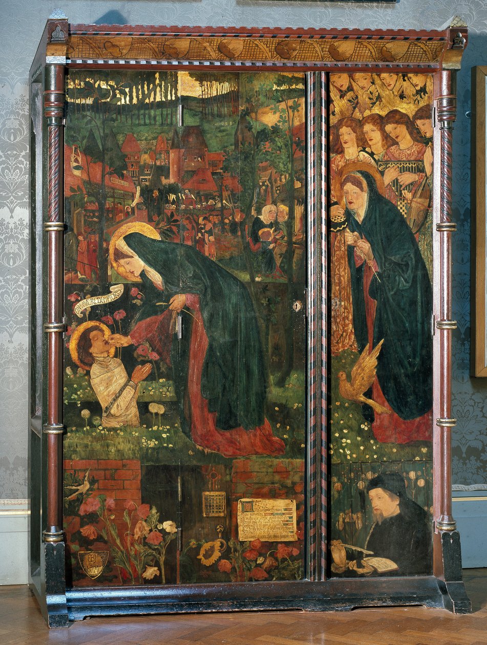 Le Conte de la Prieure, armoire décorée, conçue par Philip Webb, 1859 - Edward Burne Jones