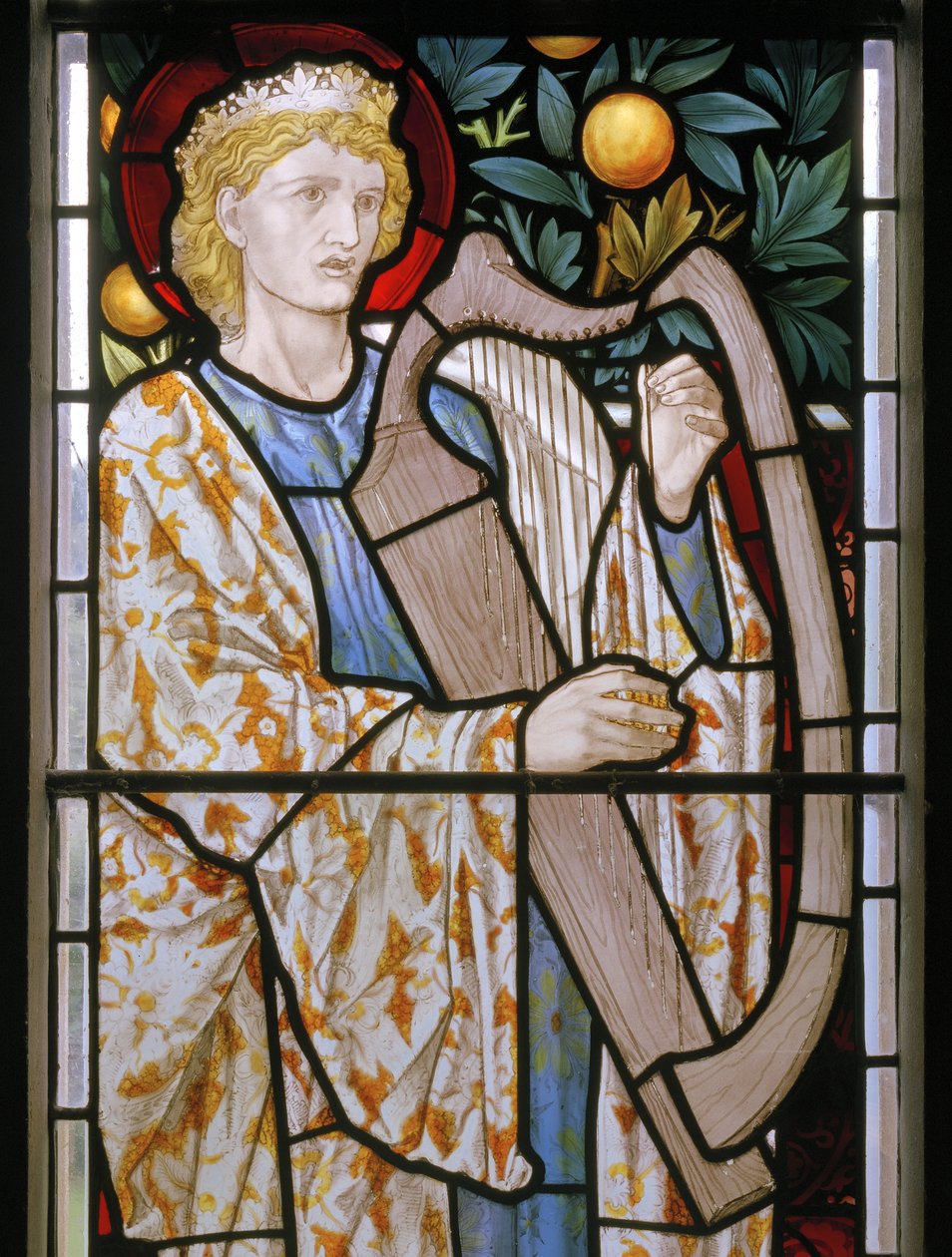 Waterford, St Michael et tous les anges, Morris & Co., Edward Burne-Jones, Roi David jouant de la harpe - Edward Burne Jones