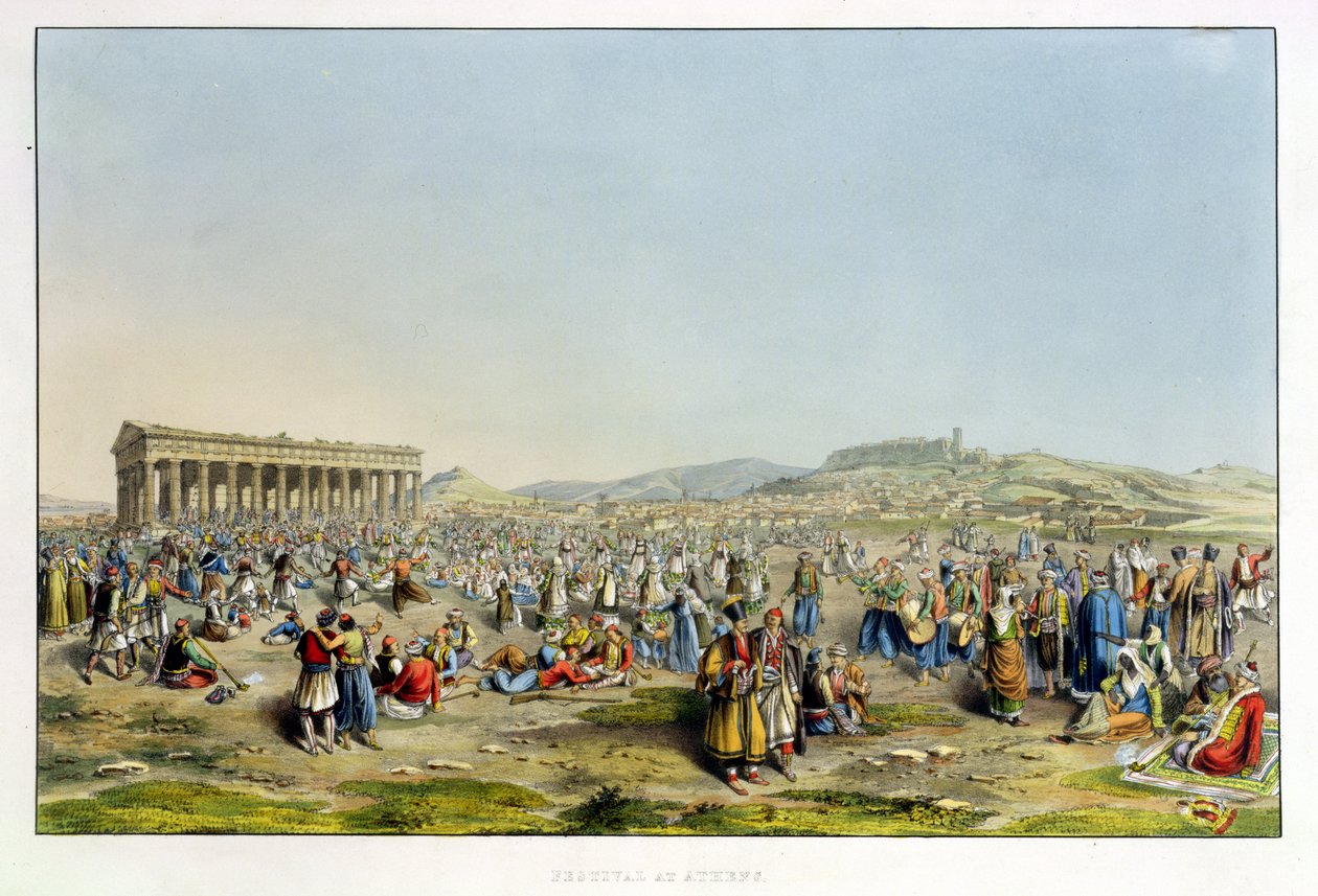 Festival à Athènes, pub. par J. Rodwell, 1830 - Edward Dodwell