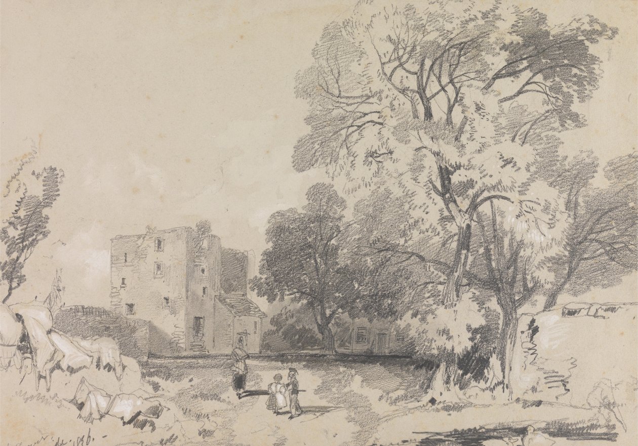 Une maison-tour en ruine - Edward Lear