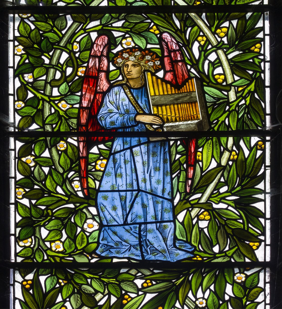 Nun Monkton, St Mary, Morris Marshall & Faulkner & Co, William Morris, Edward Burne-Jones, Musicien ange, 1873 - Edward and Morris Burne Jones