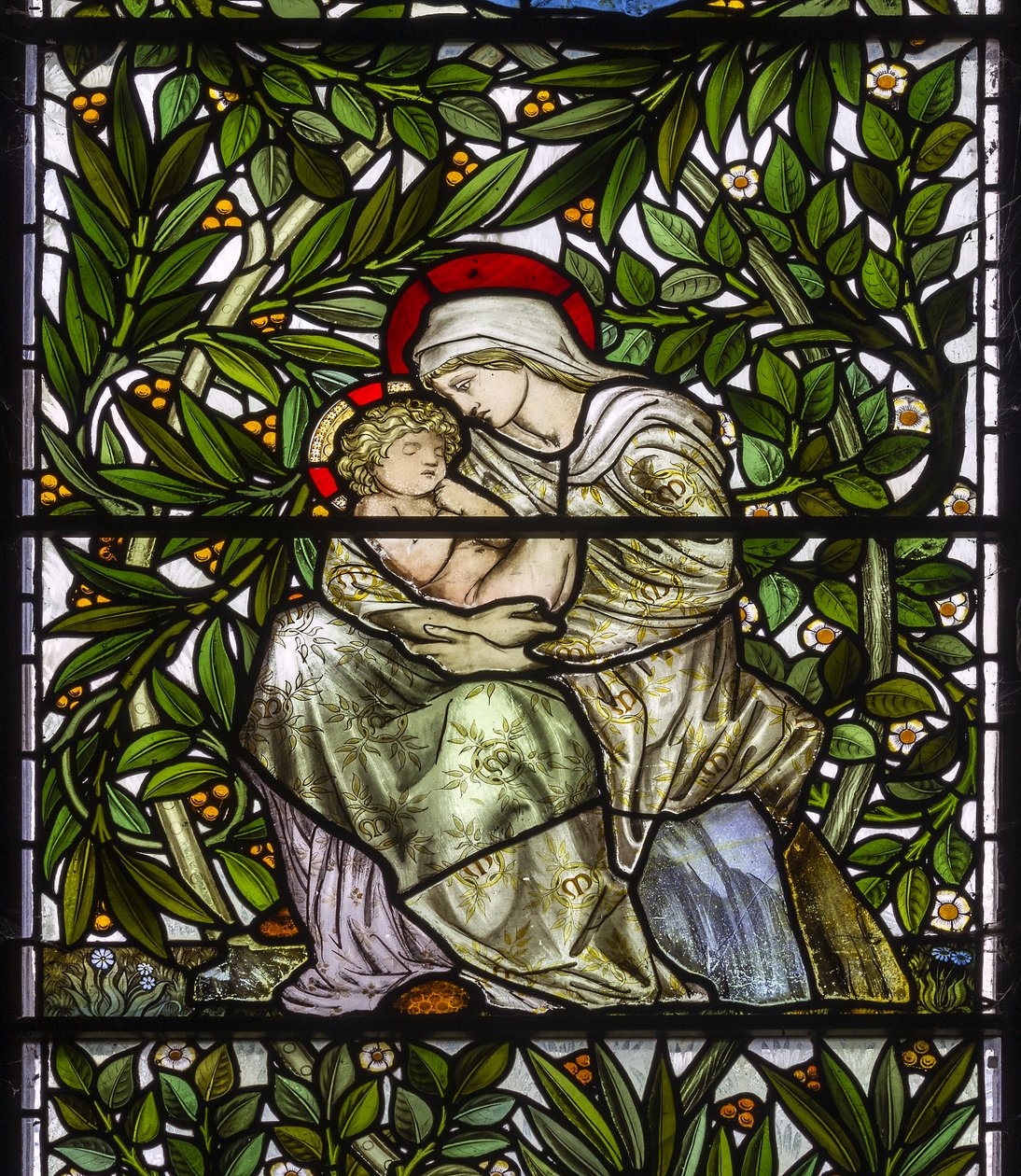 Nun Monkton, St Mary, Morris Marshall & Faulkner & Co, William Morris, Edward Burne-Jones, Madonna et enfant, 1873 - Edward and Morris Burne Jones