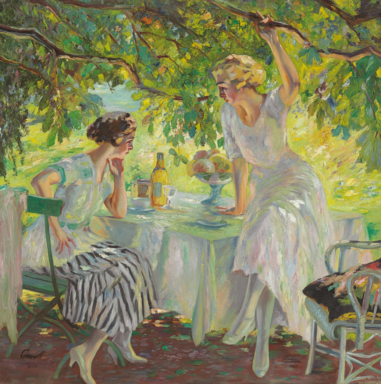 Afternoon Tea (huile sur toile) - Edward Cucuel