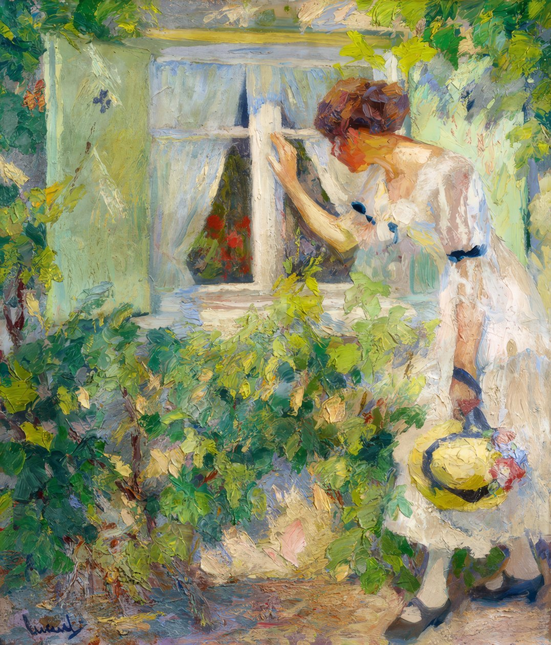 Jeune femme regardant par une fenêtre - Edward Cucuel