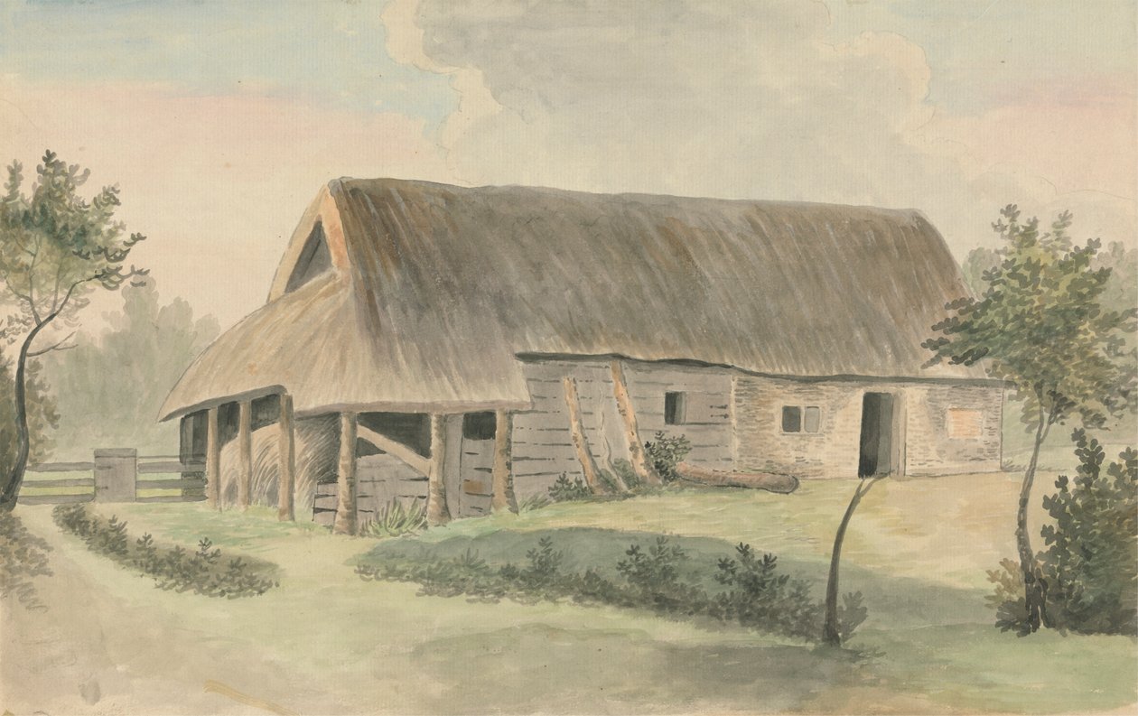 Grange au toit de chaume - Edward Francis Burney