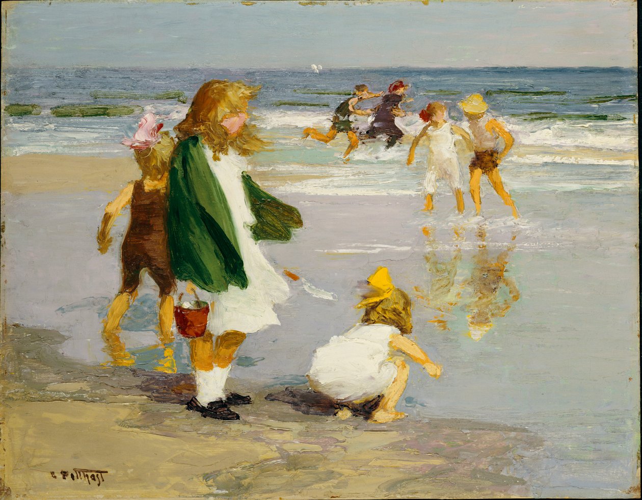 Jouer dans les vagues - Edward Henry Potthast