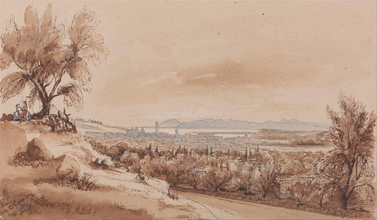 Nice depuis la route de Gênes - Edward Lear