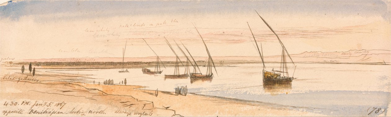 Face à Beni Hassan, vue vers le nord - Edward Lear