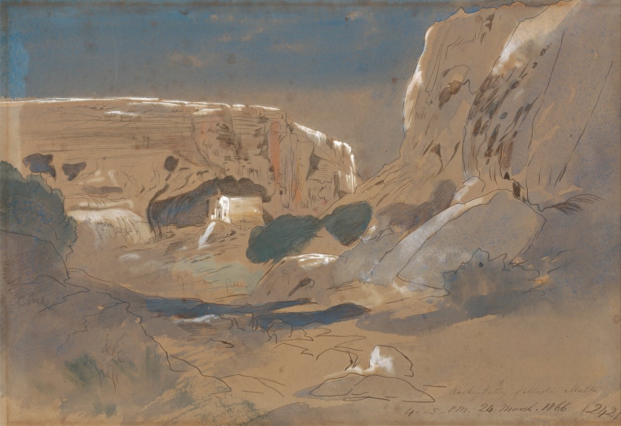 Vallée rocheuse de Mosta, Malte - Edward Lear
