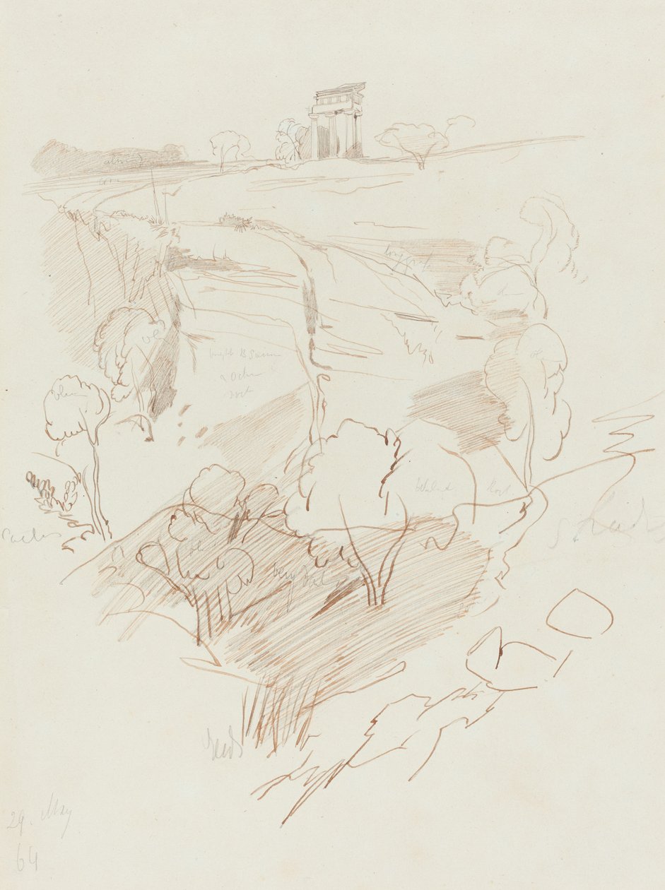 Temple en Ruines sur une Colline, 1864 - Edward Lear