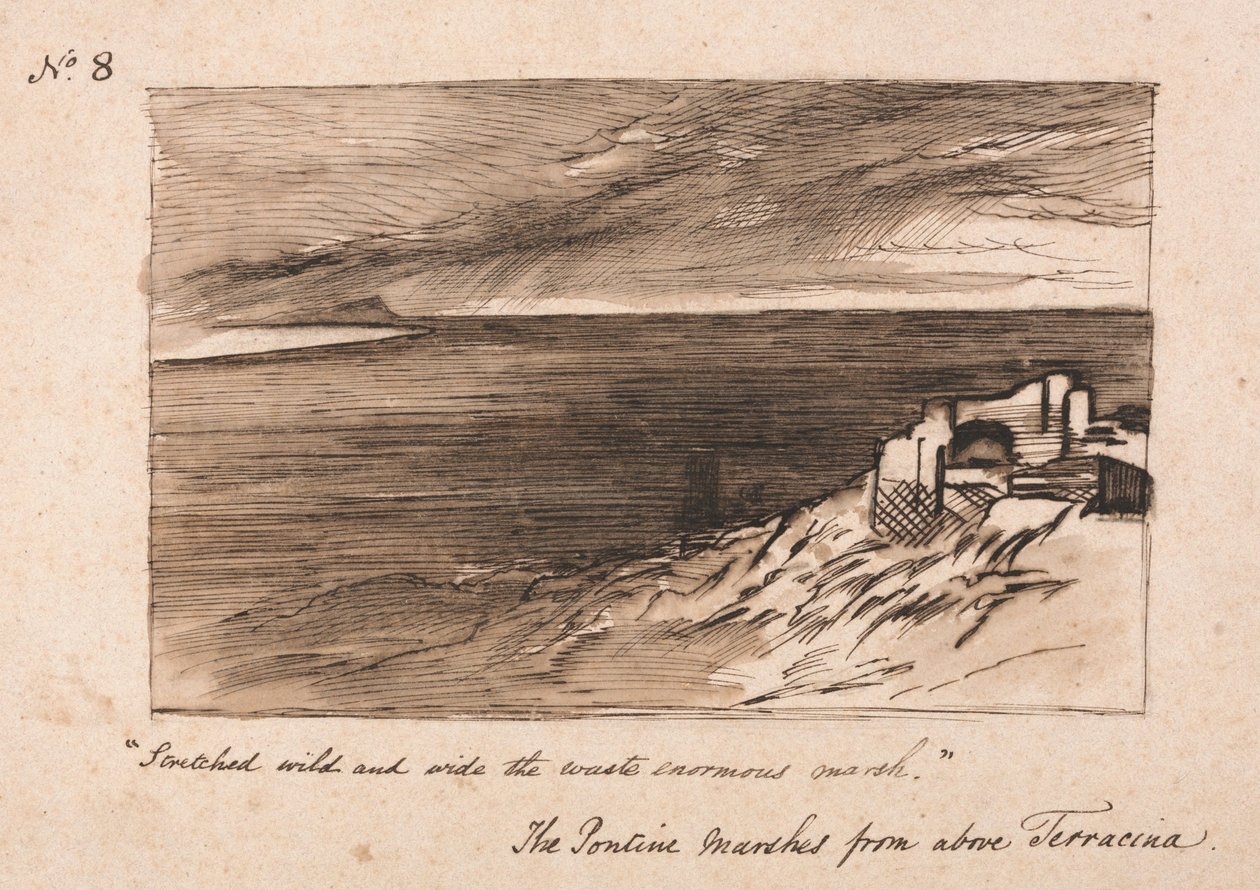 Les marais Pontins au-dessus de Terracina - Edward Lear
