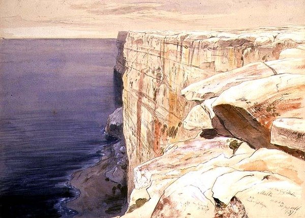 Les Rochers près de Garf Hasan, Malte - Edward Lear