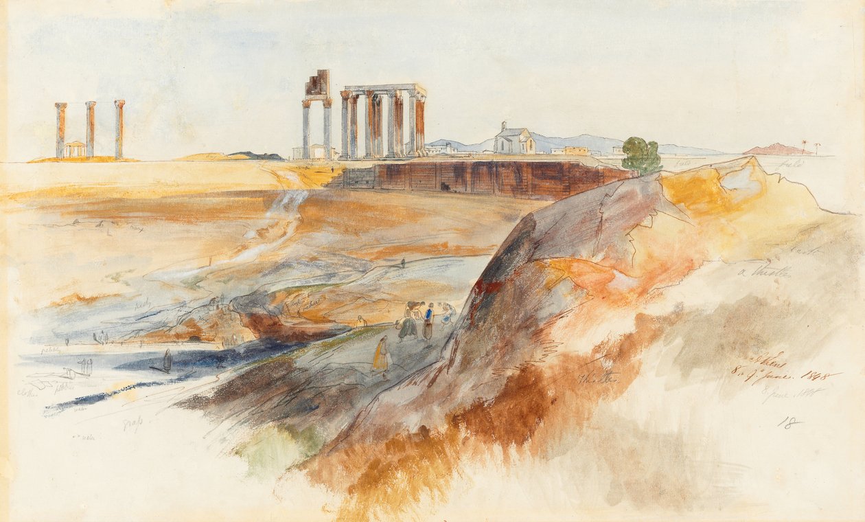 Le temple de Zeus olympien, Athènes - Edward Lear