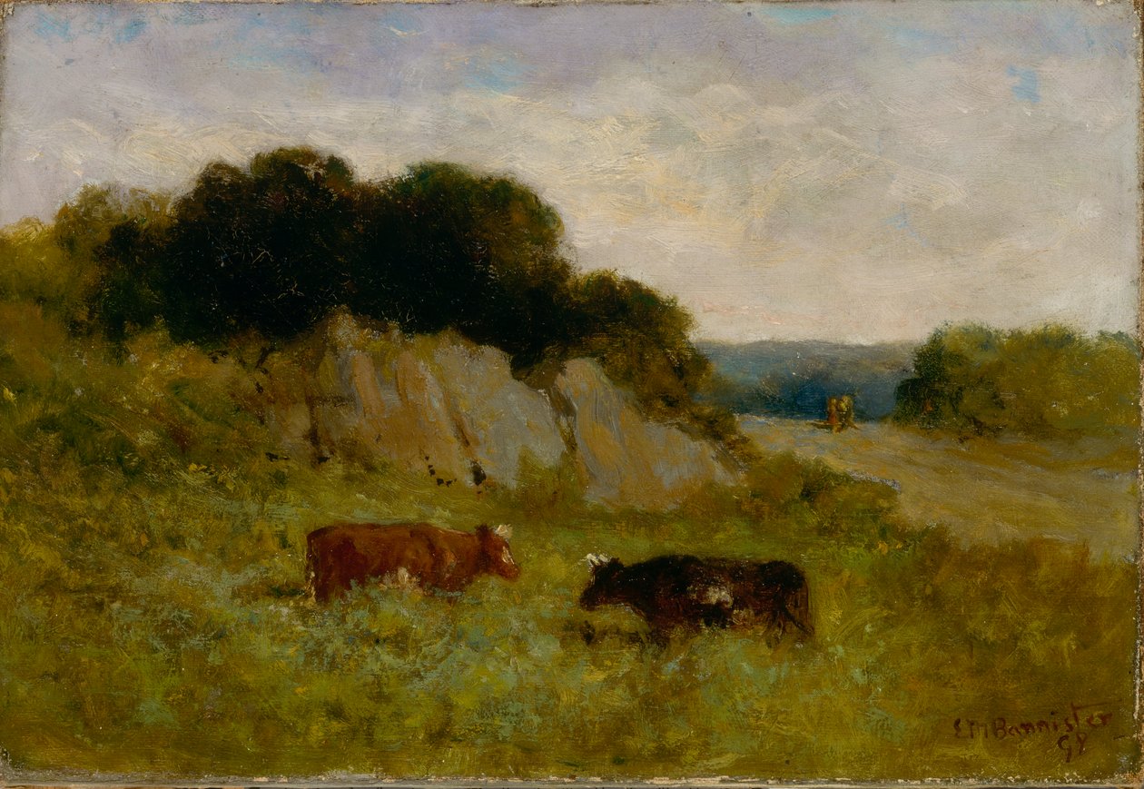 Paysage sans titre avec deux vaches - Edward Mitchell Bannister