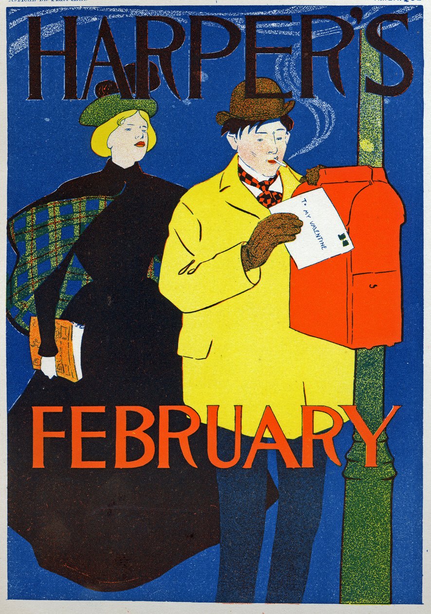Homme portant sa lettre de Saint-Valentin - Edward Penfield