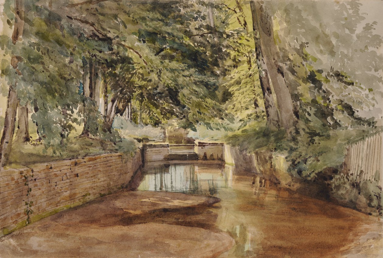 Scène fluviale avec lit de rivière semi-sec - Edward Pretty
