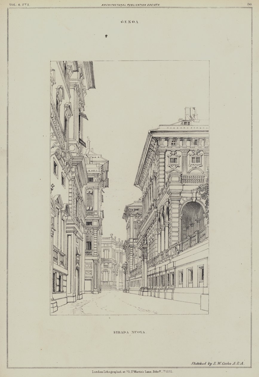 Strada Nuova, Gênes, Italie - Edward William (after) Cooke