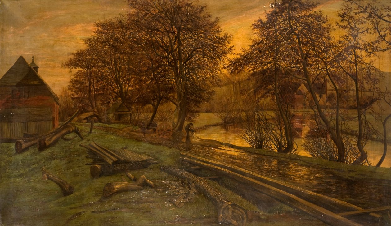Un chantier de bois sur la Wey, Guildford - Edwin Edwards