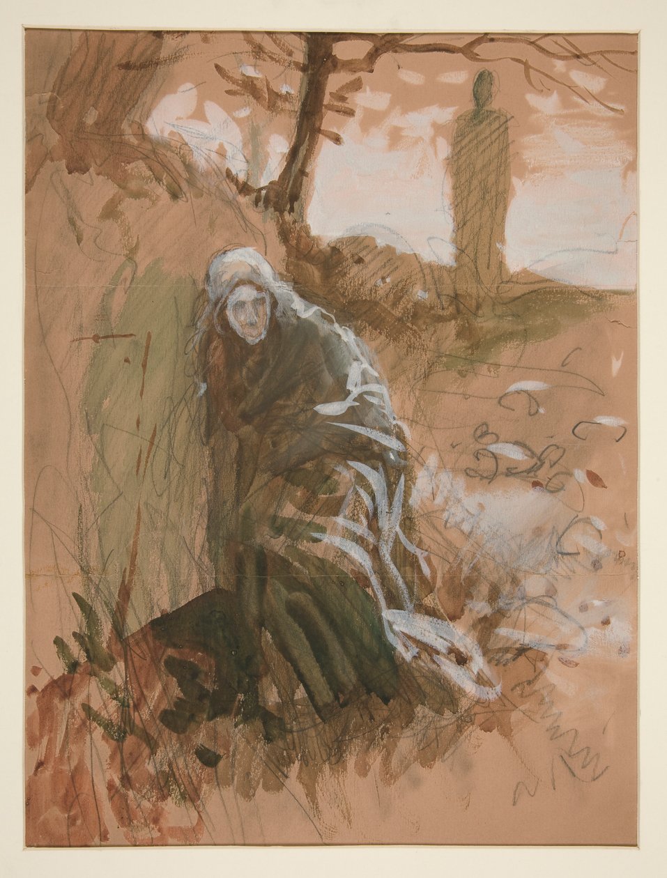 Figure dans les bois - illustration non identifiée - Edwin Austin Abbey