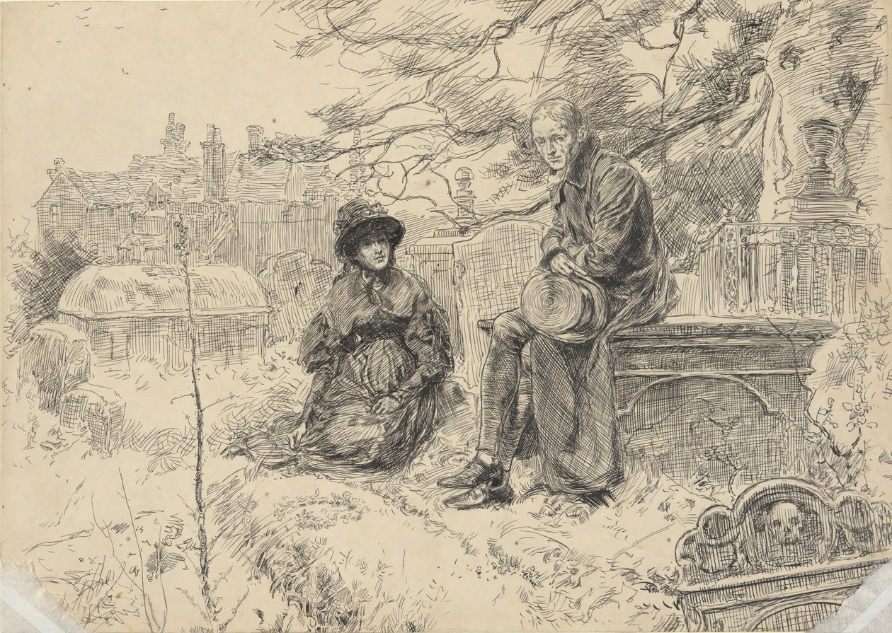 Deux figures dans un cimetière - Edwin Austin Abbey