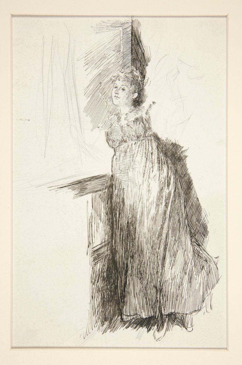 Femme à la fenêtre - illustration non identifiée - Edwin Austin Abbey