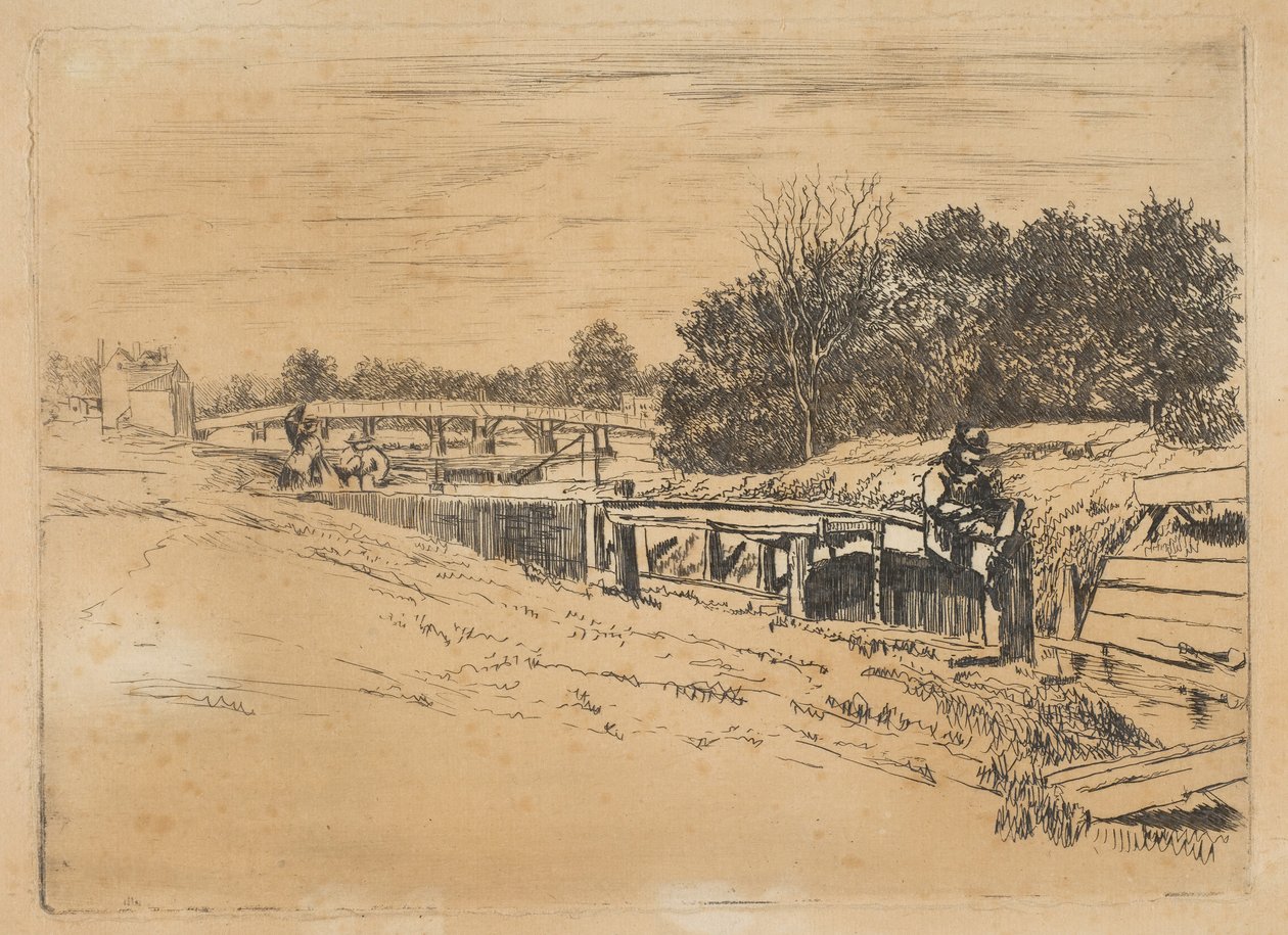 Whistler à Moulsey [Molesey Lock], [1861] - Edwin Edwards