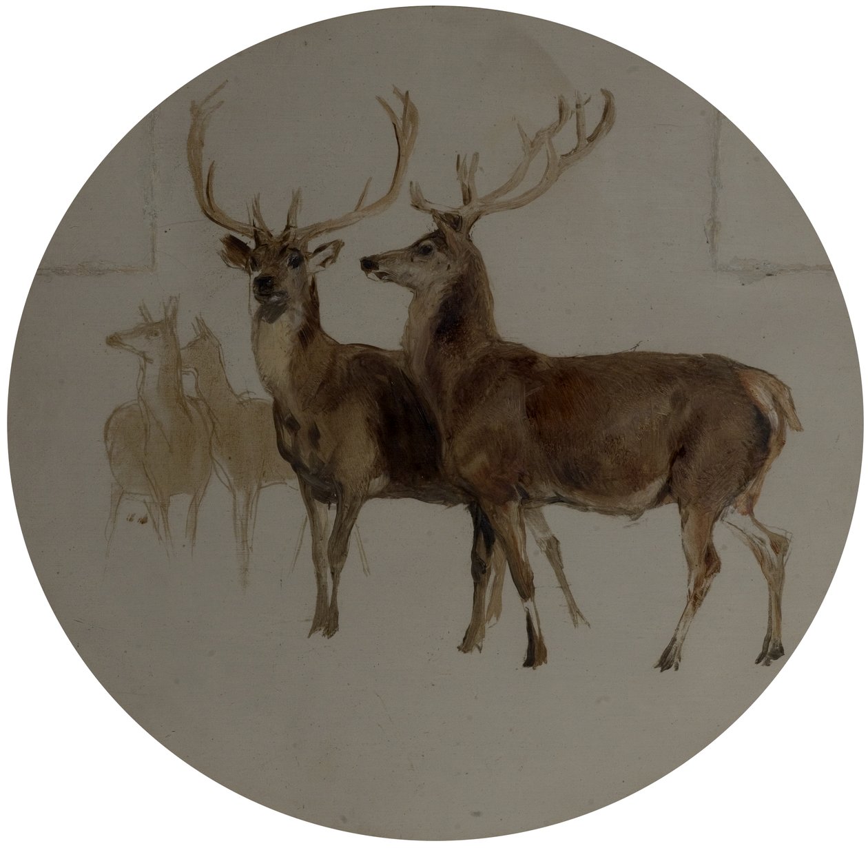 Cerfs dans un paysage (études de cerfs) - Edwin Landseer