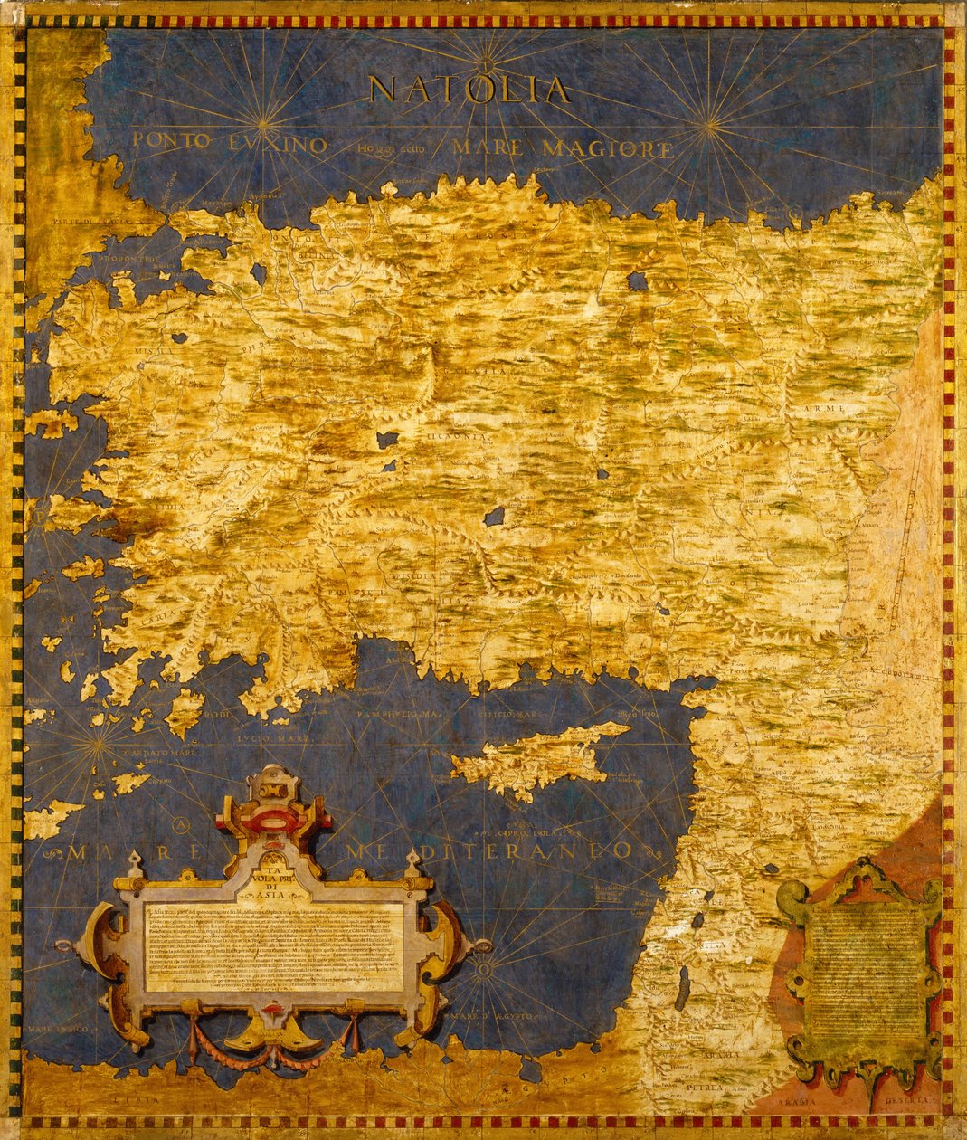 Péninsule anatolienne avec toponymes anciens et Moyen-Orient - Ignazio Danti