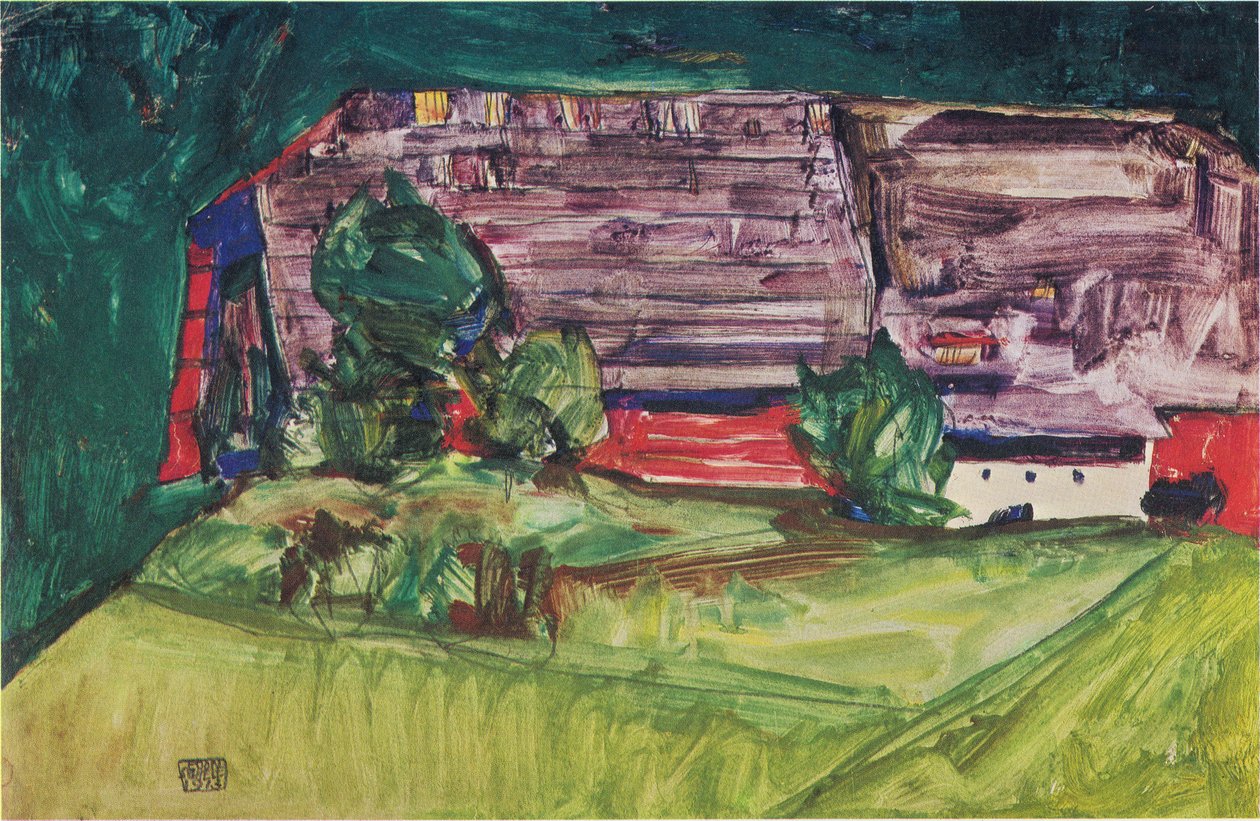 Ferme dans un paysage - Egon Schiele