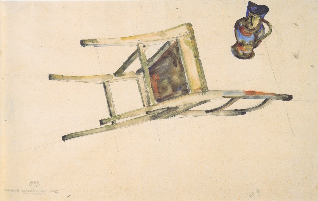 Mouvement organique de la chaise et du pichet - 21-4-1912 - Egon Schiele