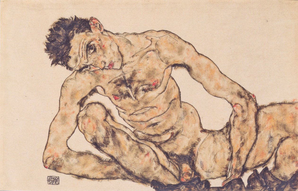 Autoportrait nu - Egon Schiele
